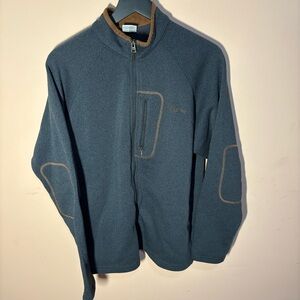 Columbia Omni-Shield Full Zip Fleece Jacket Men’s L Gray Brown Trim Outdoor